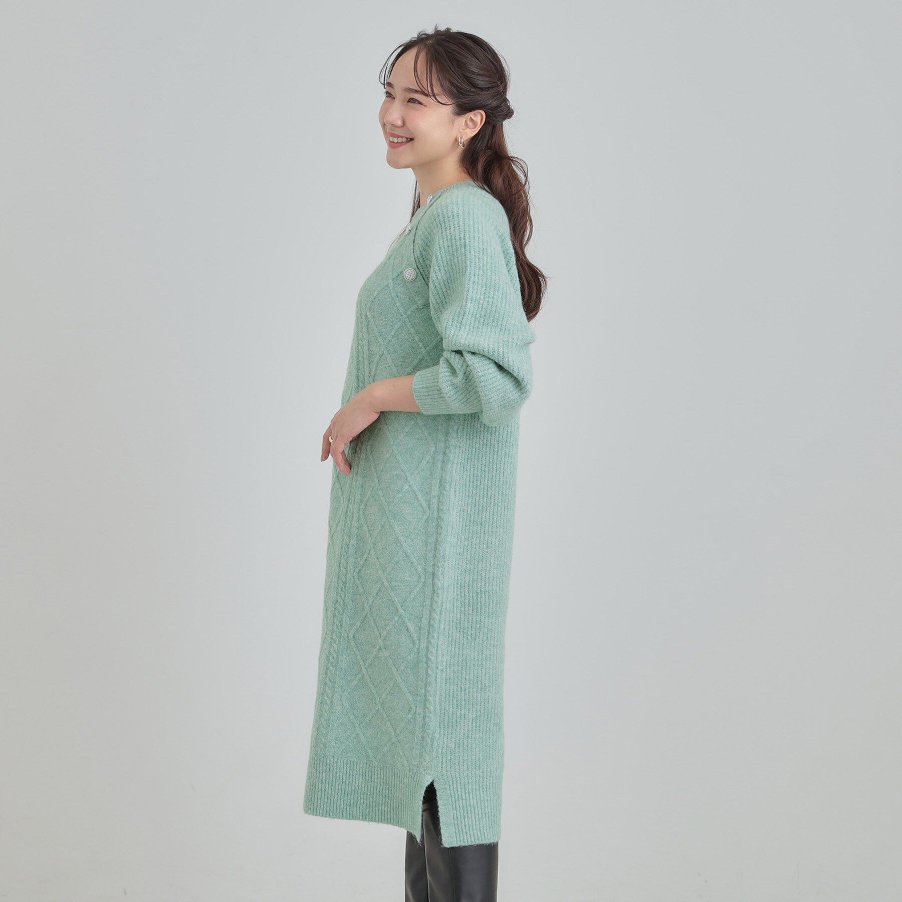 SHOO･LA･RUE「【着丈選べる】ケーブル柄ニットワンピース」|ワンピース|