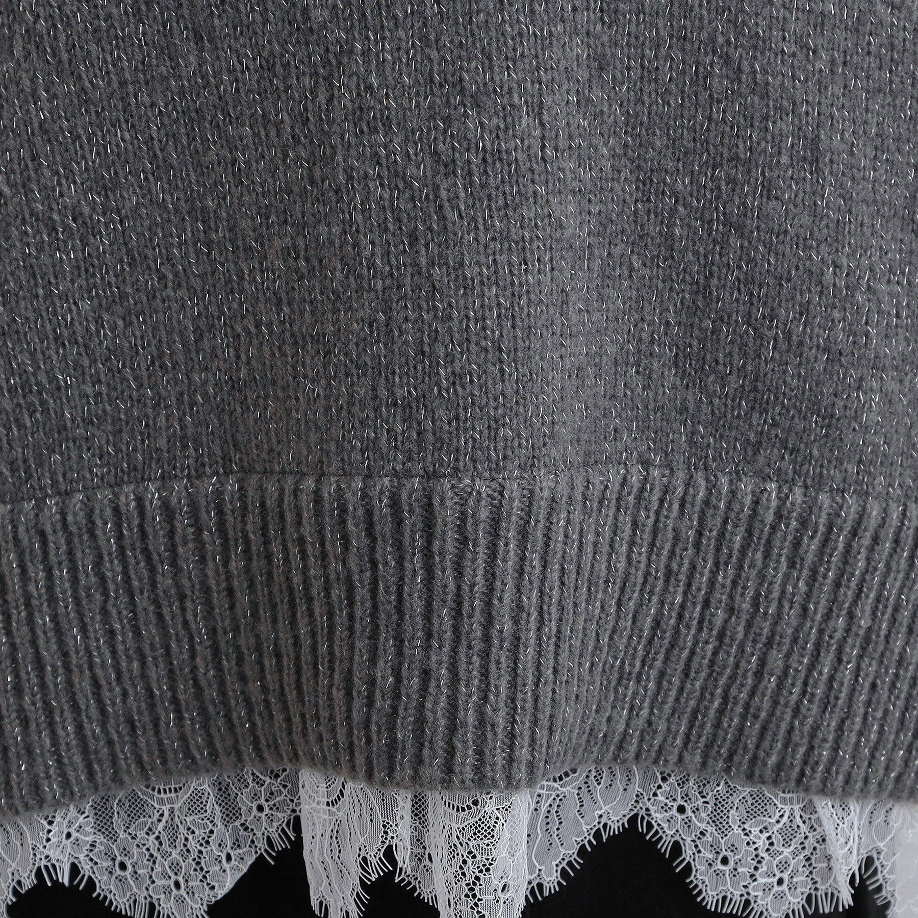 SHOO･LA･RUE「【S-LL】インせず着られる 裾レースラメニット」|ニット・セーター|