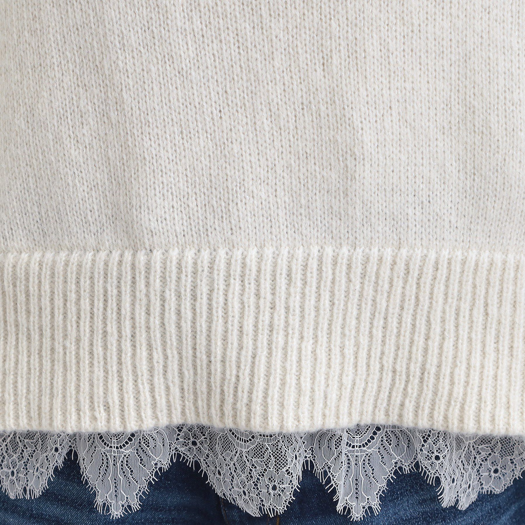 SHOO･LA･RUE「【S-LL】インせず着られる 裾レースラメニット」|ニット・セーター|