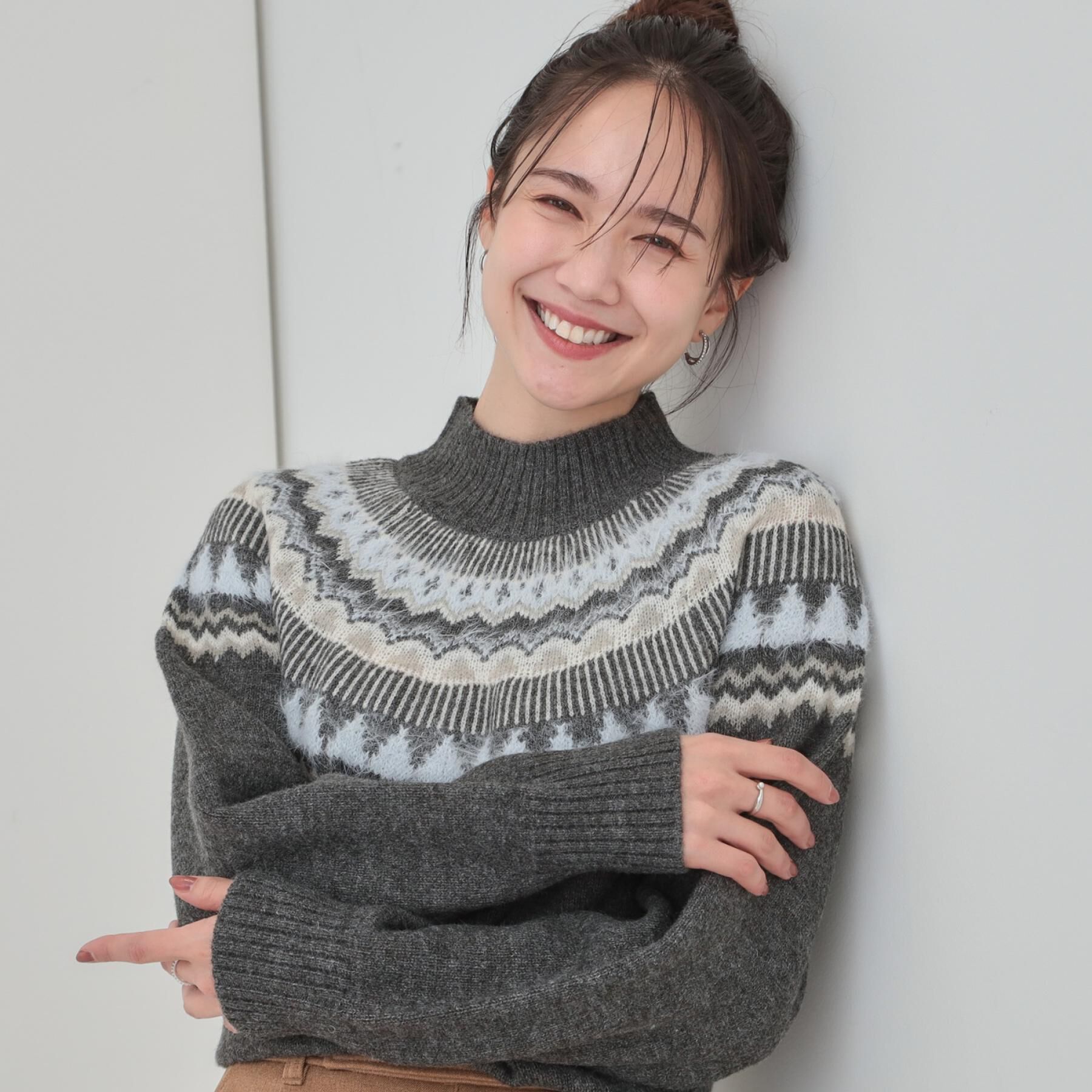 SHOO･LA･RUE「【洗濯機可/S-LL】配色が大人かわいい　フェアアイル柄求心ニット」|ニット・セーター|