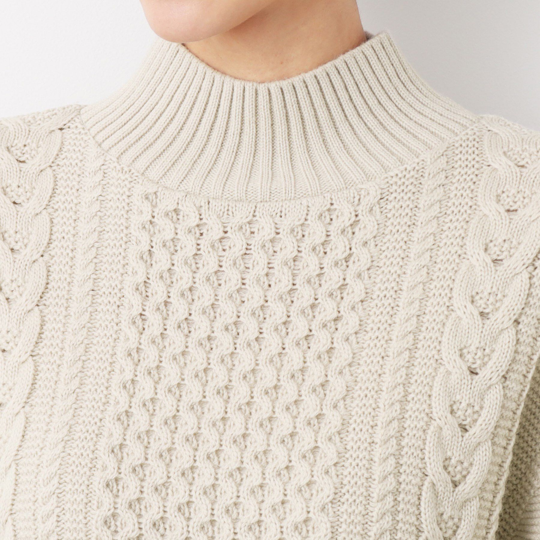 Dessin「【洗える】シャツ付きレイヤードケーブルニット」|ニット・セーター|