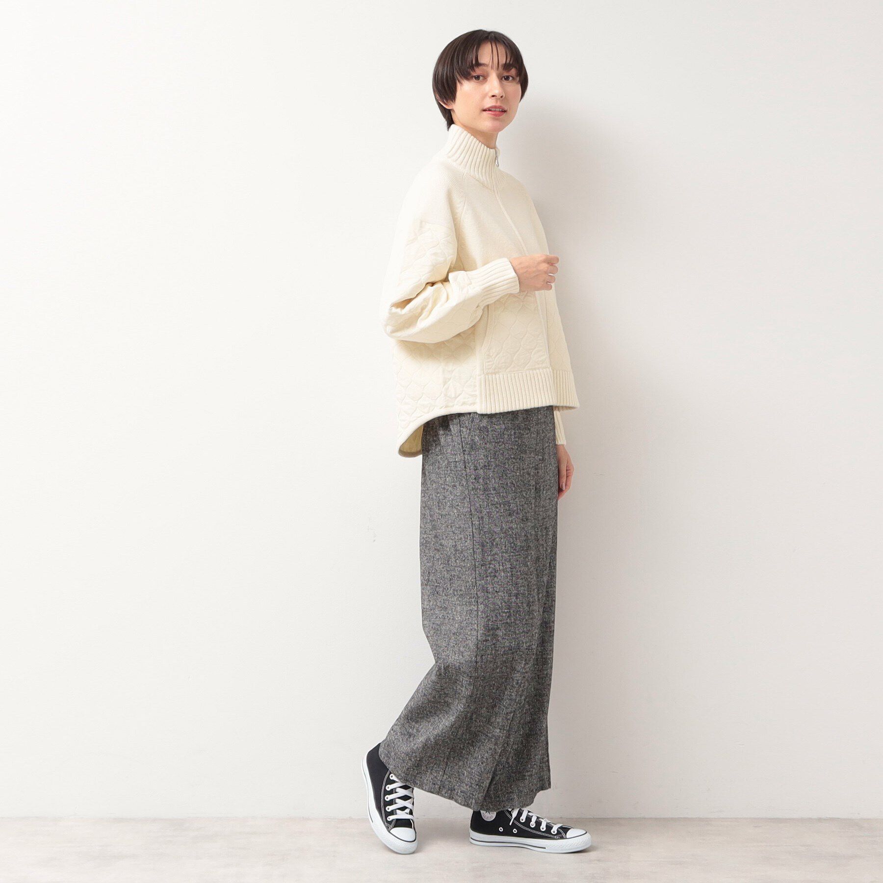 Dessin「【洗える】キルト付きジップアップカーディガン」|ブルゾン・スタジャン|