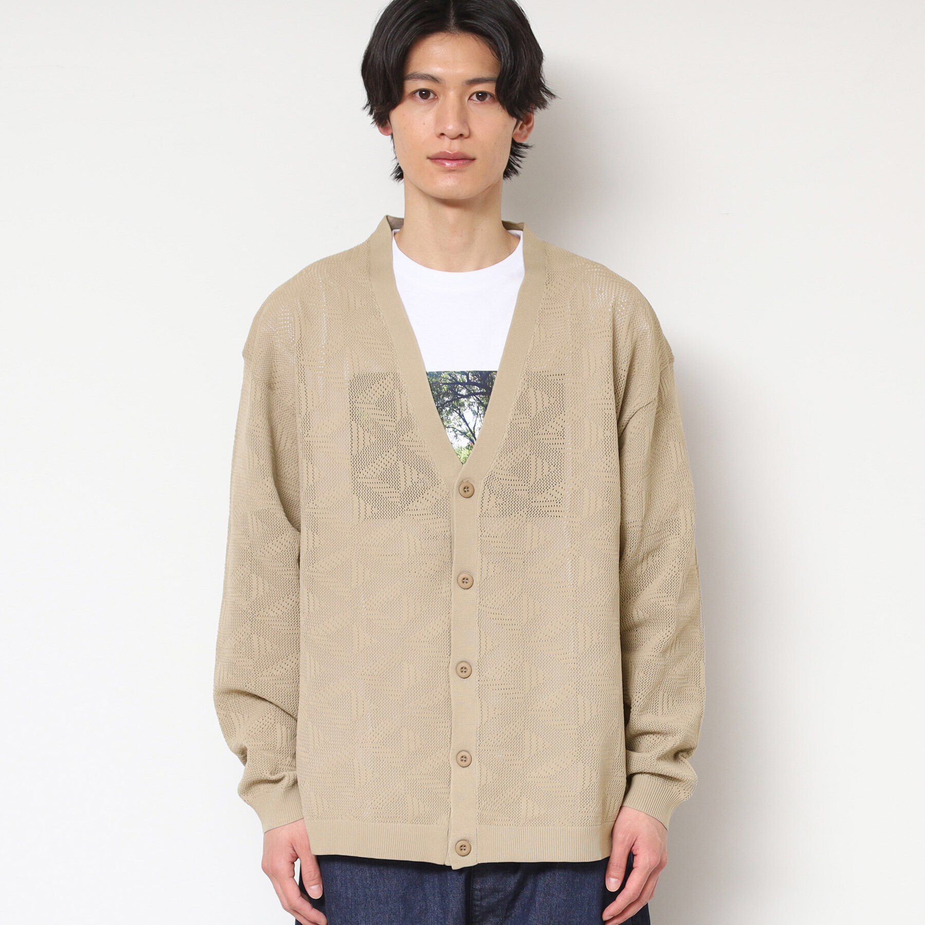 Dessin「【UV・洗える】透け柄ニットカーディガン」|カーディガン|