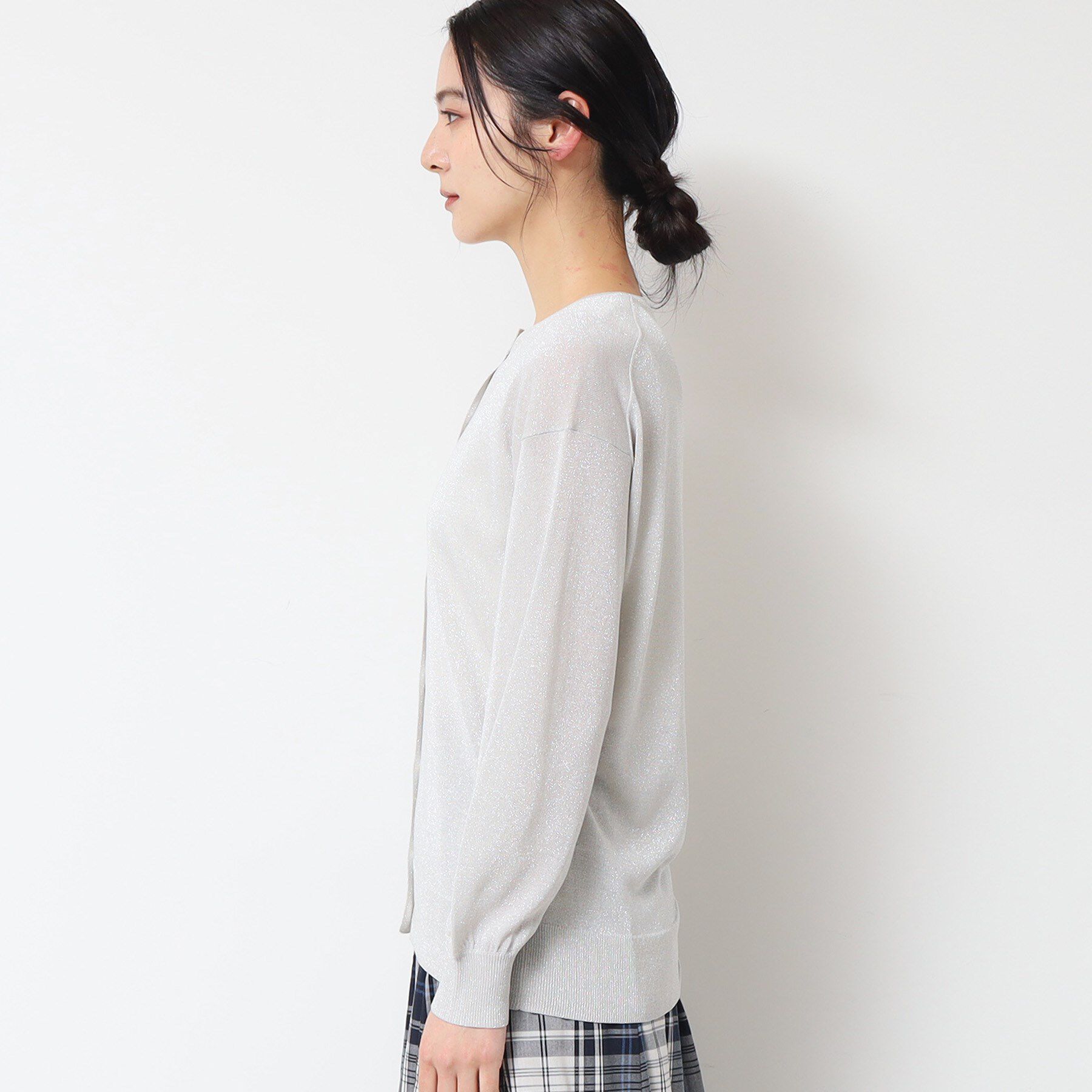 Dessin「【洗える】クルーネックミドル丈ラメカーディガン（S～L）」|カーディガン|
