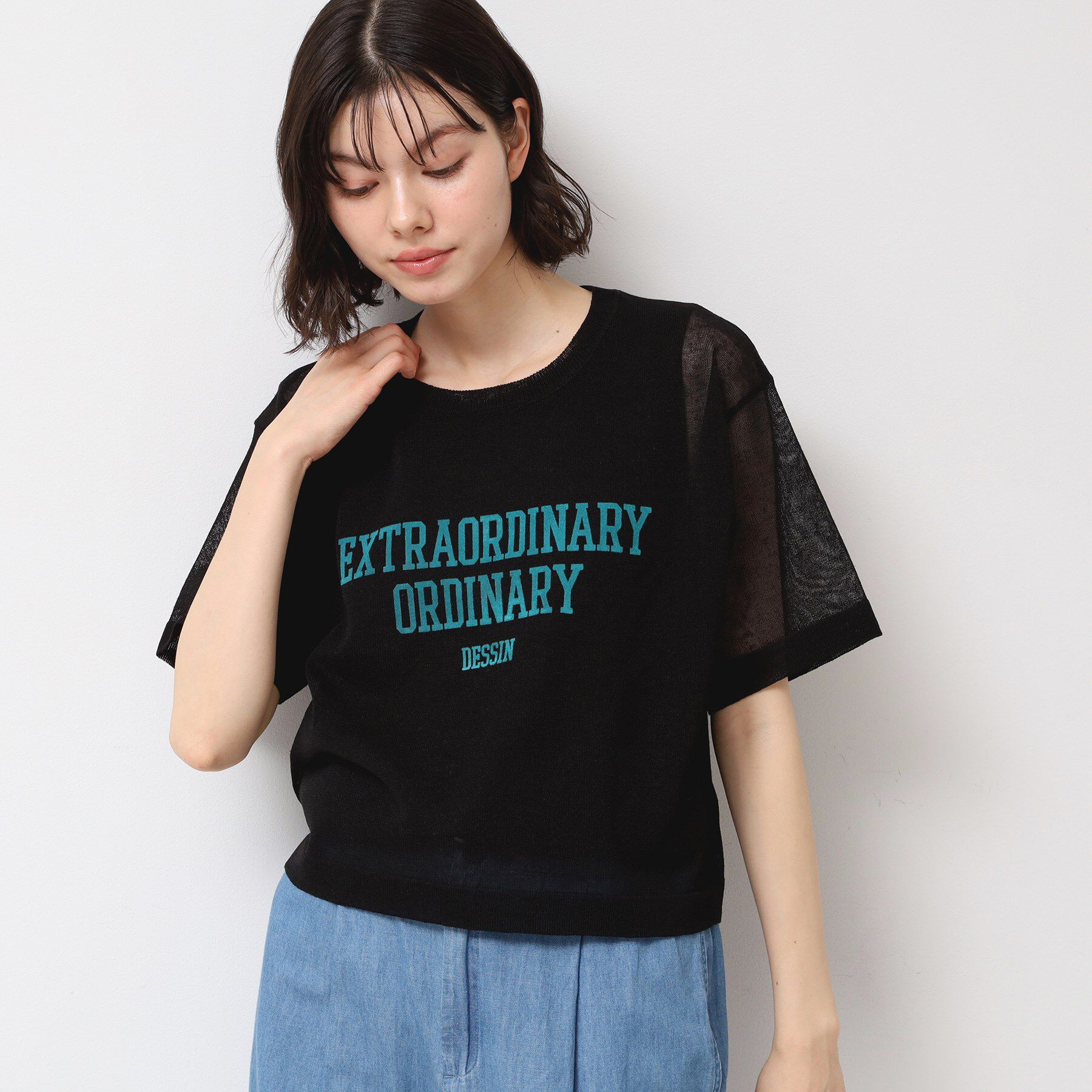 Dessin「【洗える】シースルーロゴニット」|ニット・セーター|