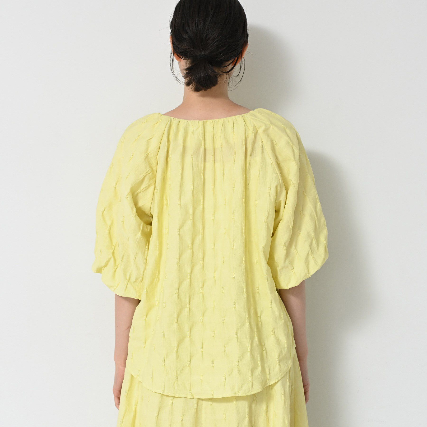 Dessin「【洗える／五分袖】バルーンスリーブジャガードブラウス」|シャツ・ブラウス|