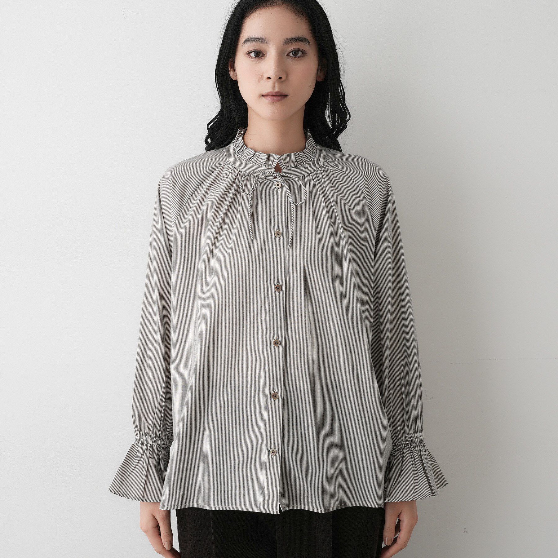 Dessin「【洗える】フリルネックシャツ」|シャツ・ブラウス|