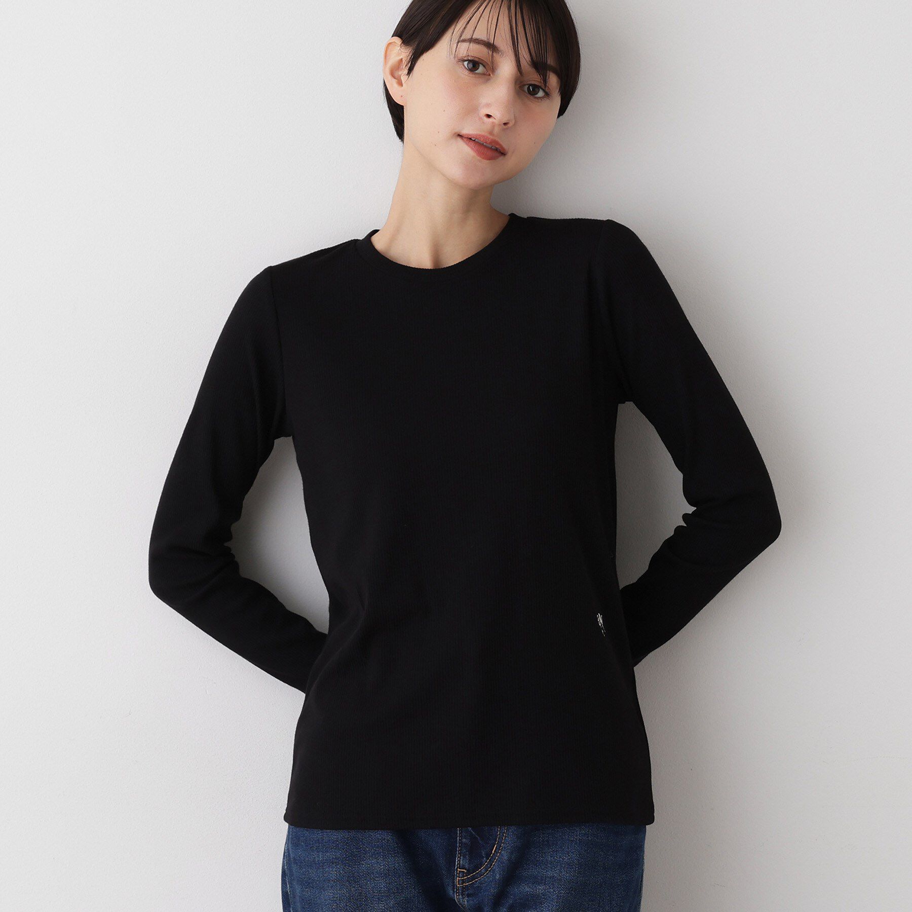 Dessin「【吸湿発熱/抗菌防臭】ジンジャー混クルーネックプルオーバー」|Tシャツ・カットソー|ブラック(019)