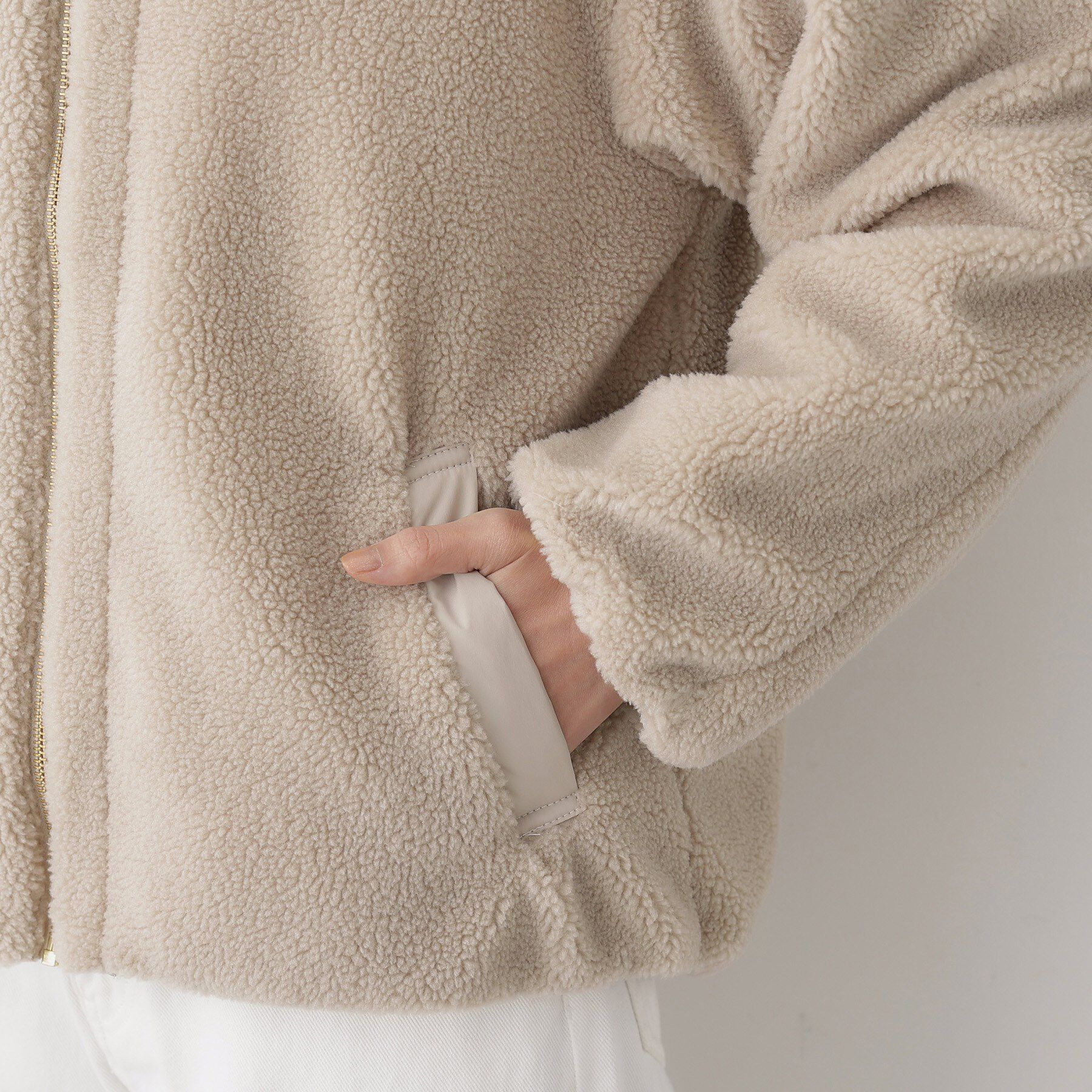 Dessin「【2WAY】リバーシブルタフタボアアウター」|ノーカラージャケット|