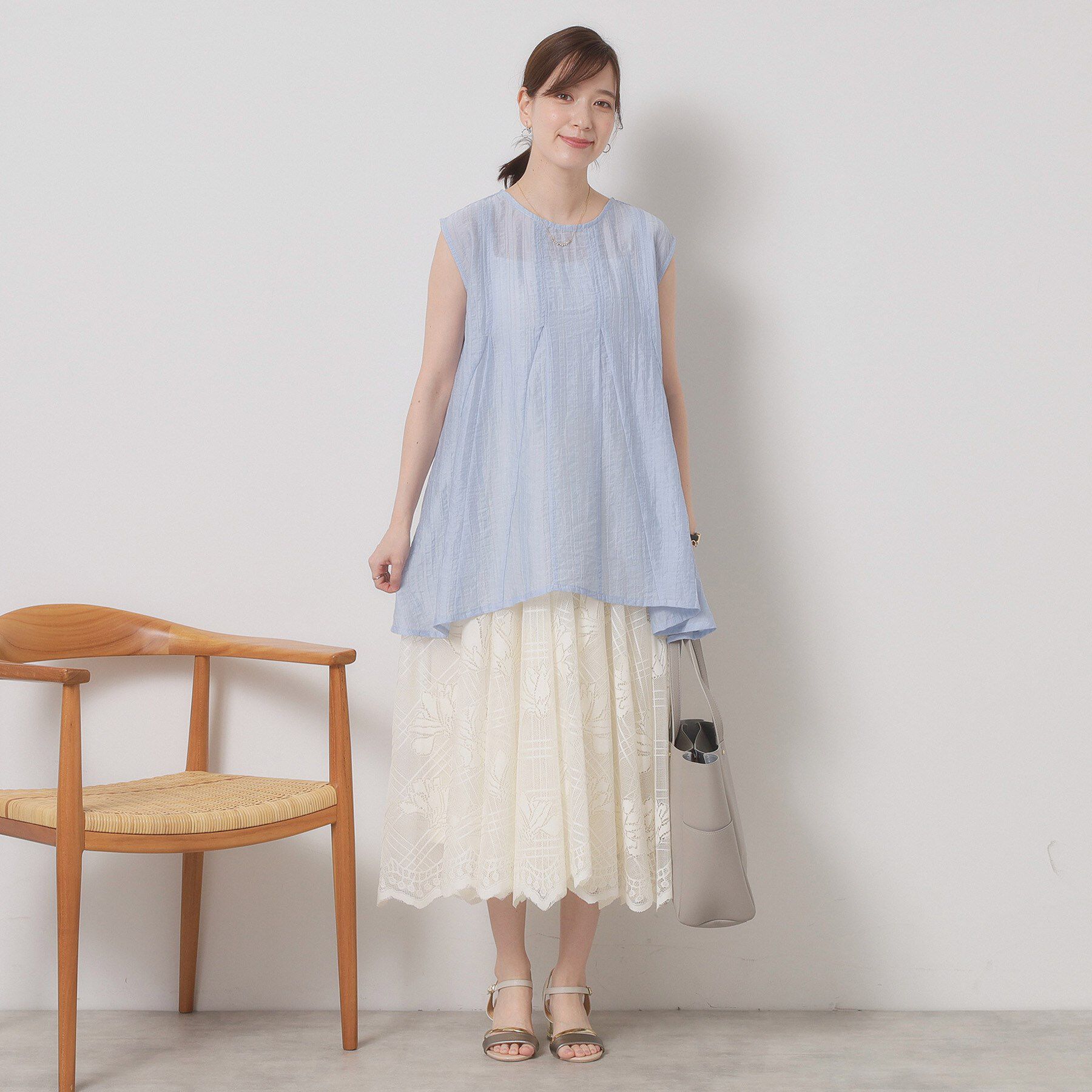 ITS&rsquo;DEMO「【手洗い可】シアーストライプブラウス」|シャツ・ブラウス|