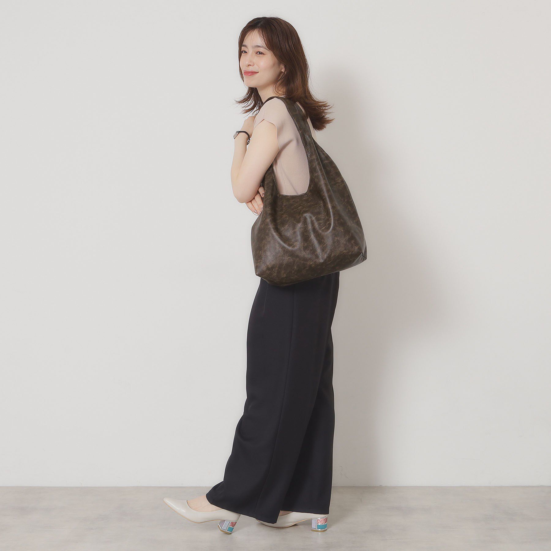 ITS&rsquo;DEMO「【A4対応】ヴィンテージ合皮ラウンドトート」|トートバッグ|