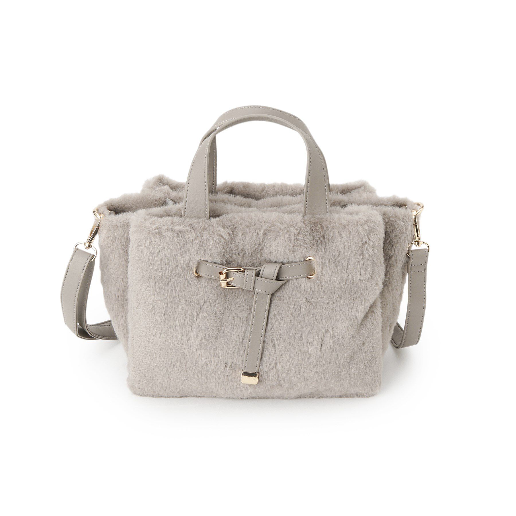 ITS&rsquo;DEMO「【5ポケット】ベルト飾り三層フェイクファートート」|ハンドバッグ|