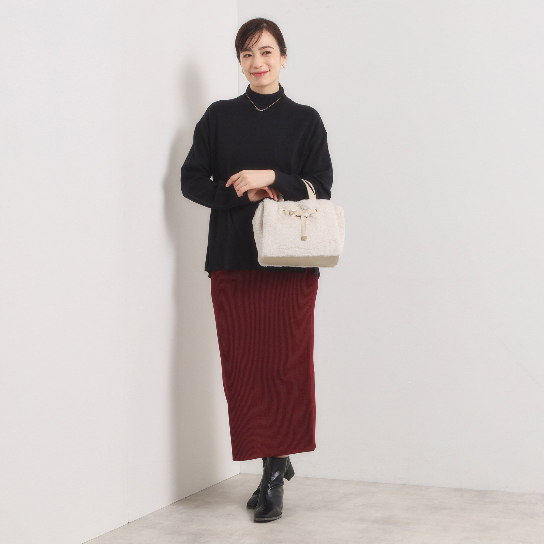 ITS&rsquo;DEMO「【5ポケット】ベルト飾り三層フェイクファートート」|ハンドバッグ|