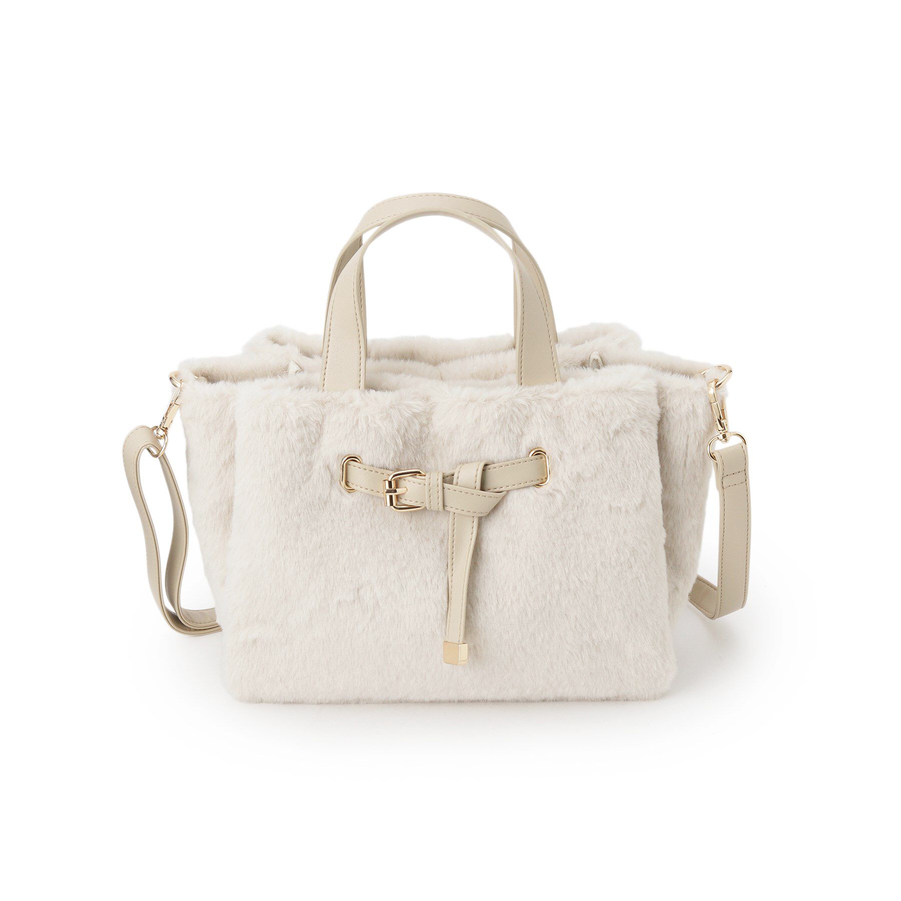 ITS&rsquo;DEMO「【5ポケット】ベルト飾り三層フェイクファートート」|ハンドバッグ|