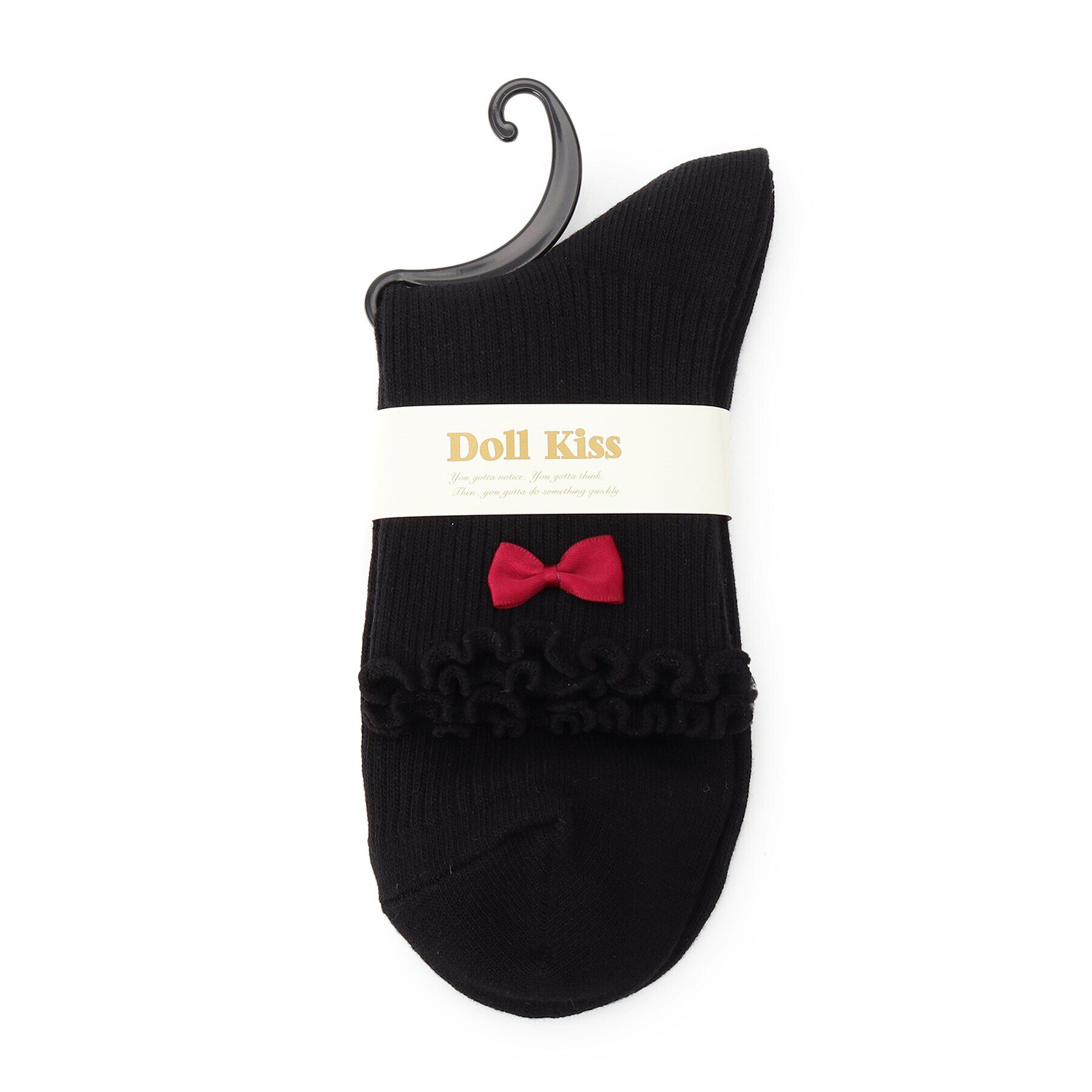 Doll Kiss「リボン付きメローリブクルーソックス　靴下」|ソックス|ﾜｲﾝﾚｯﾄﾞ(963)