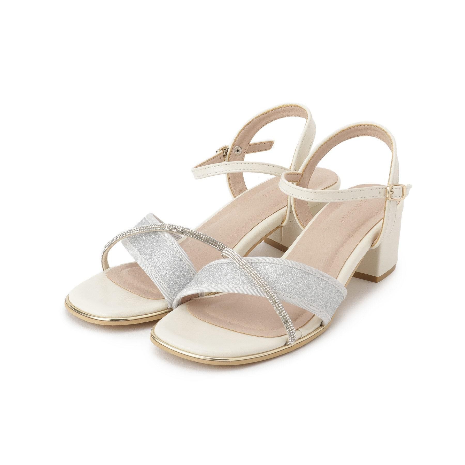 ESPERANZA「ラメ&times;ラインストーンスクエアトゥサンダル」|サンダル|