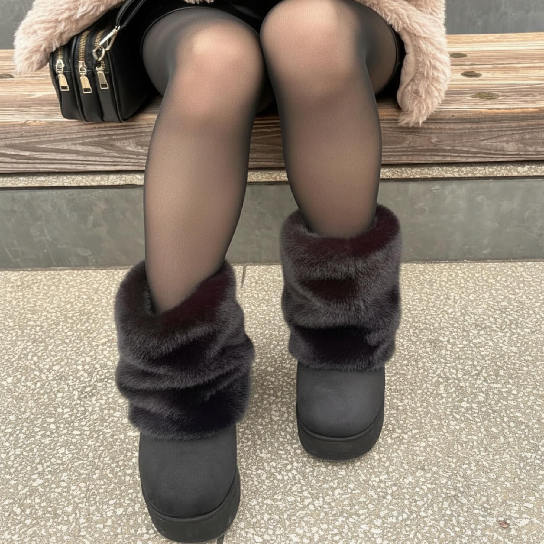 ESPERANZA「【EC先行販売】フェイクファー付き2WAYムートン調ブーツ」|ショートブーツ|