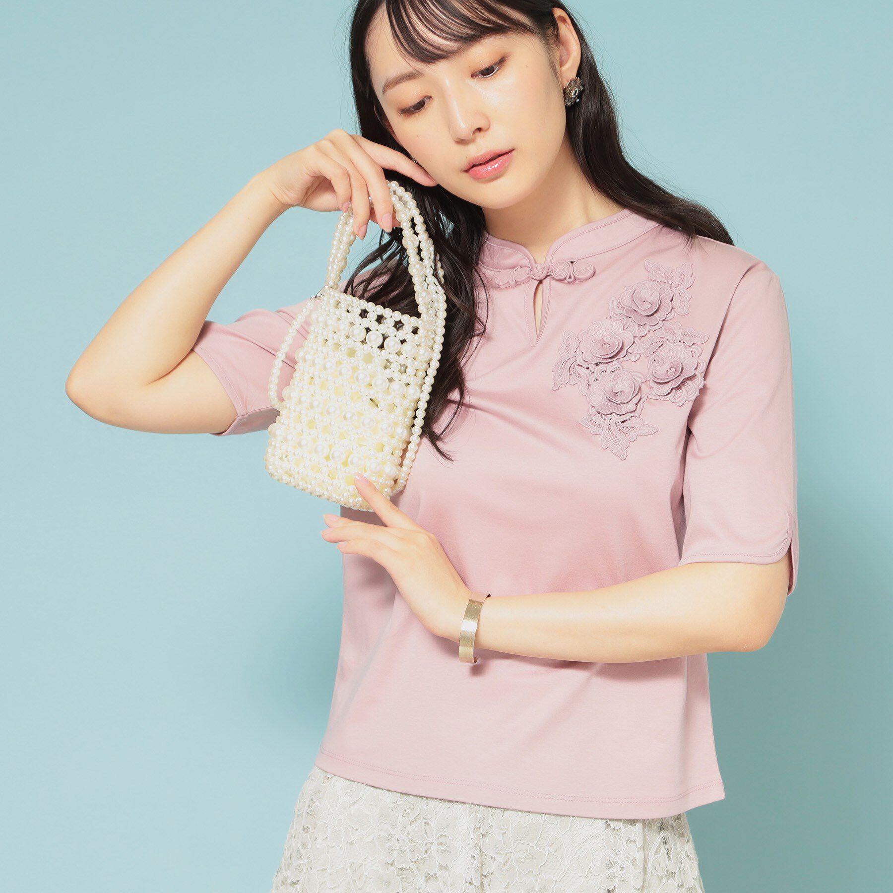 SunaUna「【スマホ収納可能／2Way】パール調ミニポシェット」|ショルダー・メッセンジャー|