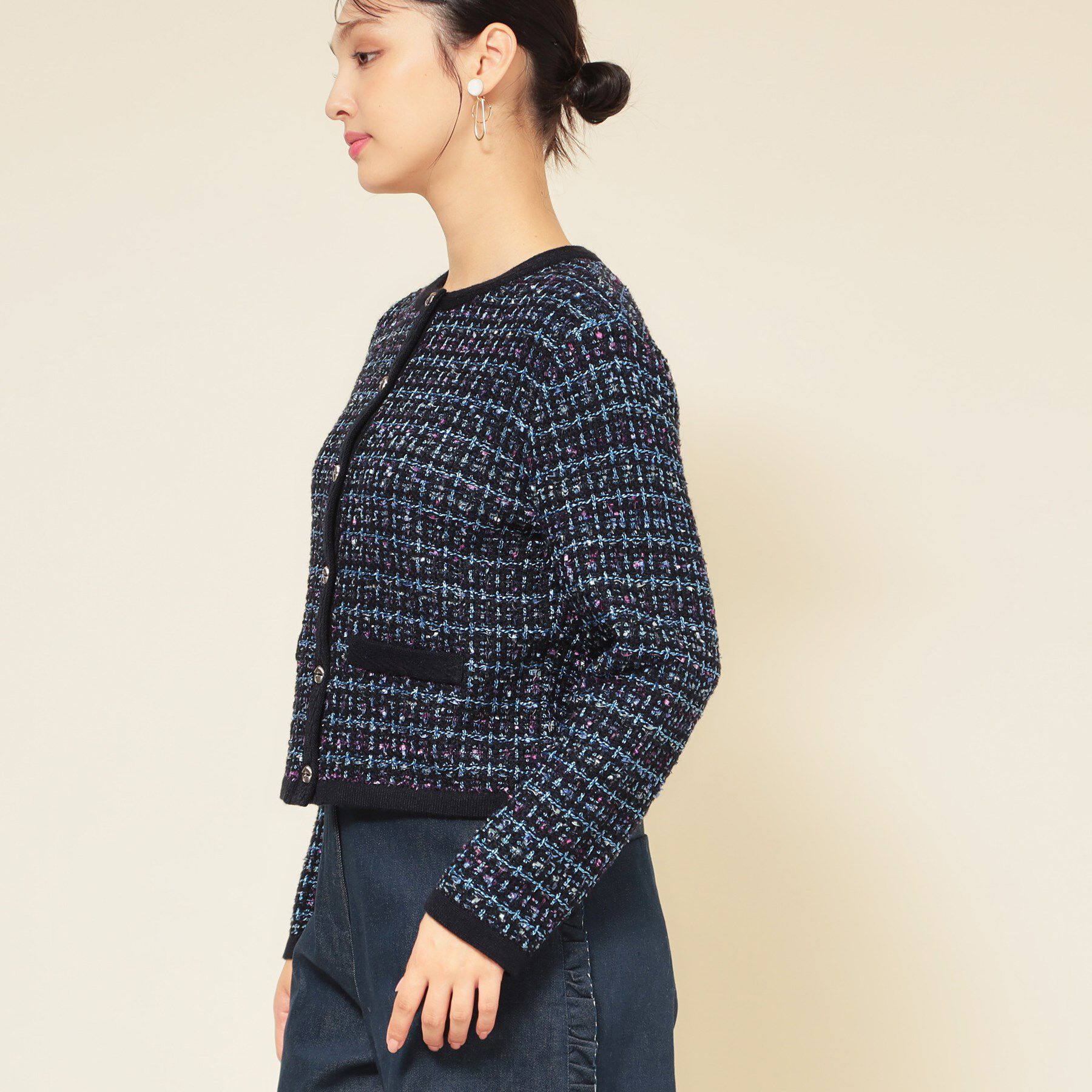 SunaUna「【配色／ミックス】ツイードカーディガン」|カーディガン|