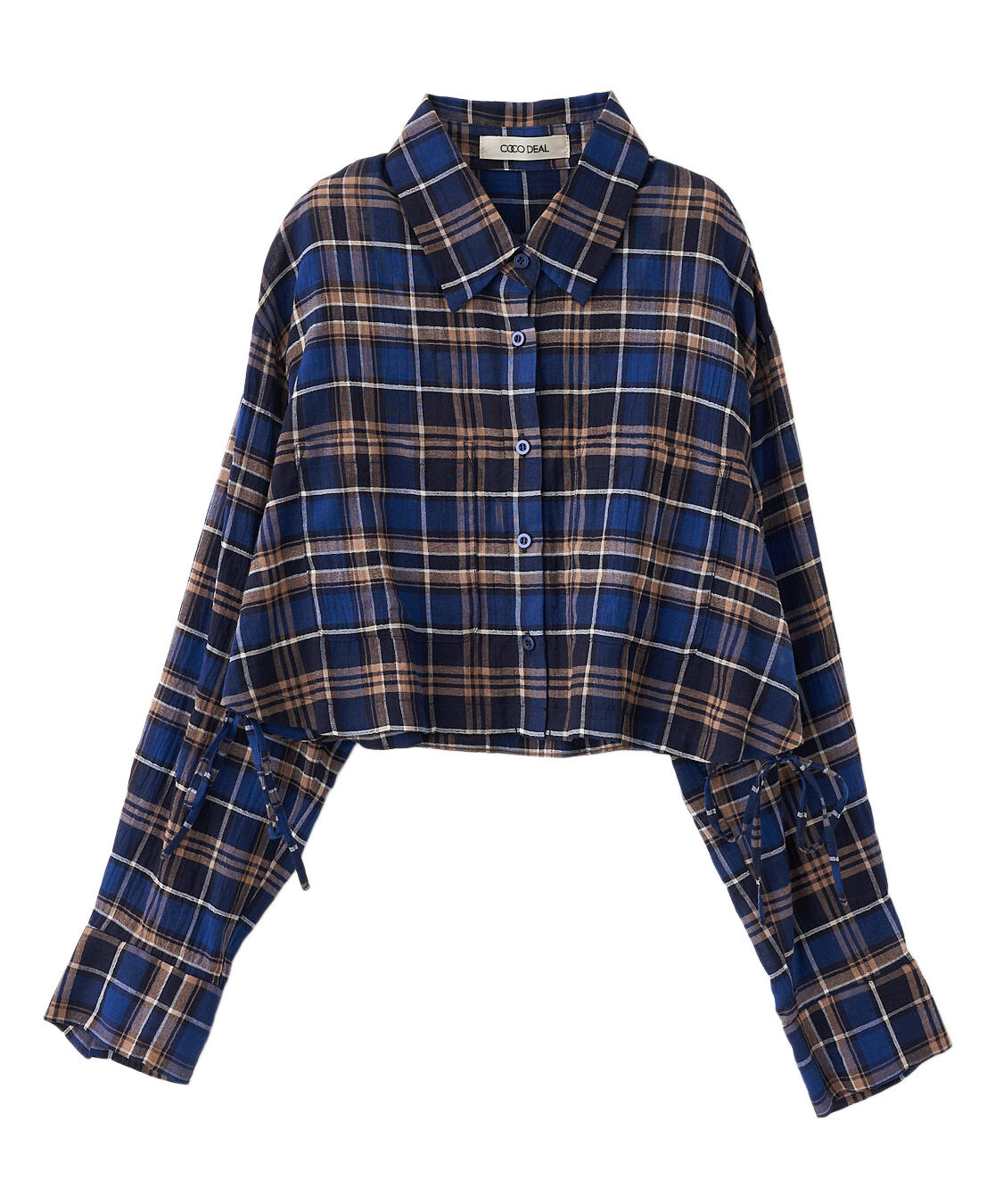 COCO DEAL「サイドリボンクロップドシャツ」|シャツ・ブラウス|ネイビー