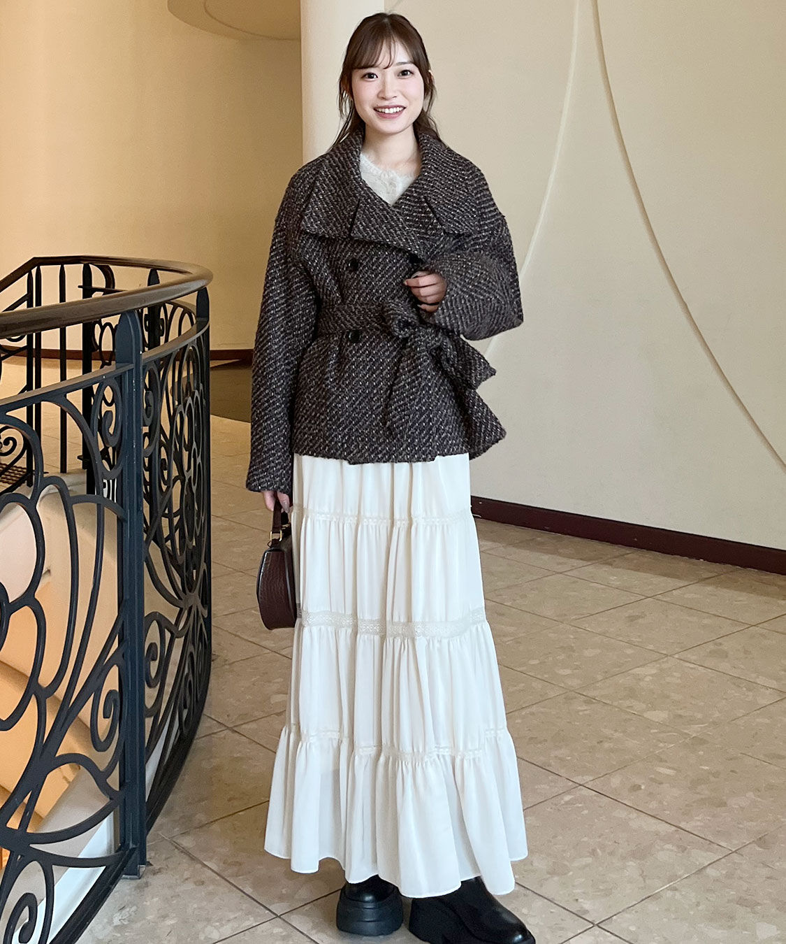 COCO DEAL「レース切替ティアードサテンスカート」|スカート|