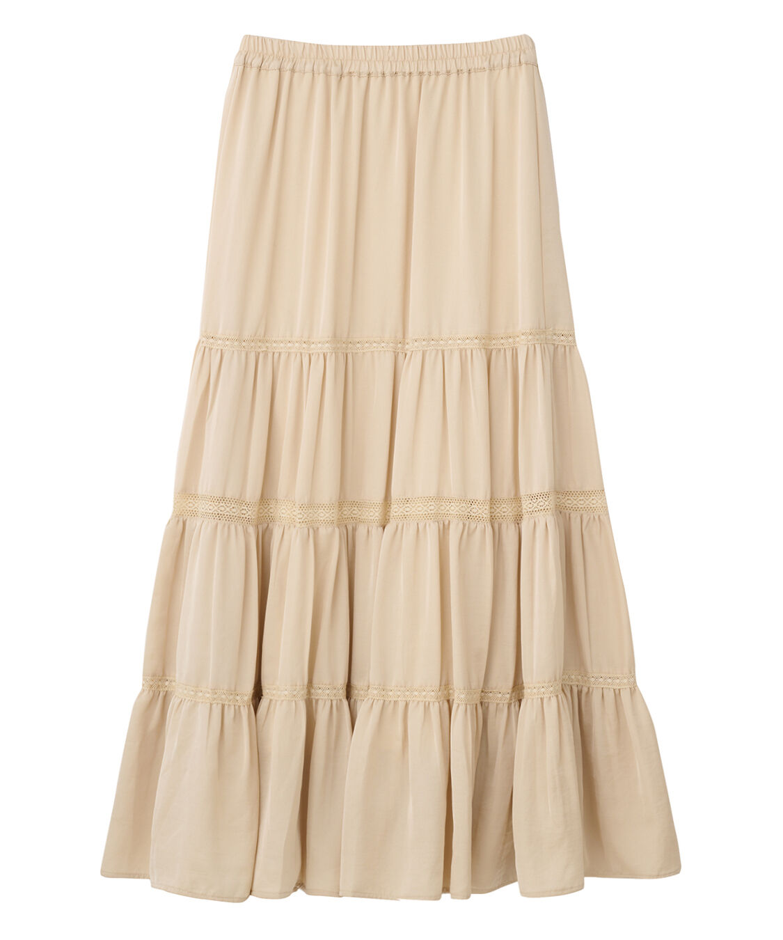 COCO DEAL「レース切替ティアードサテンスカート」|スカート|イエローベージュ