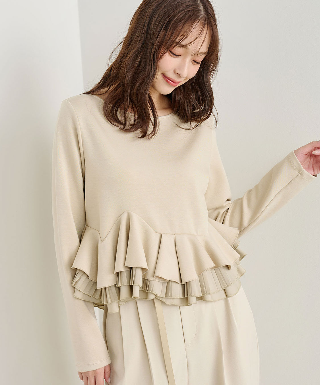 COCO DEAL「ランダムフリルペプラムトップス」|Tシャツ・カットソー|