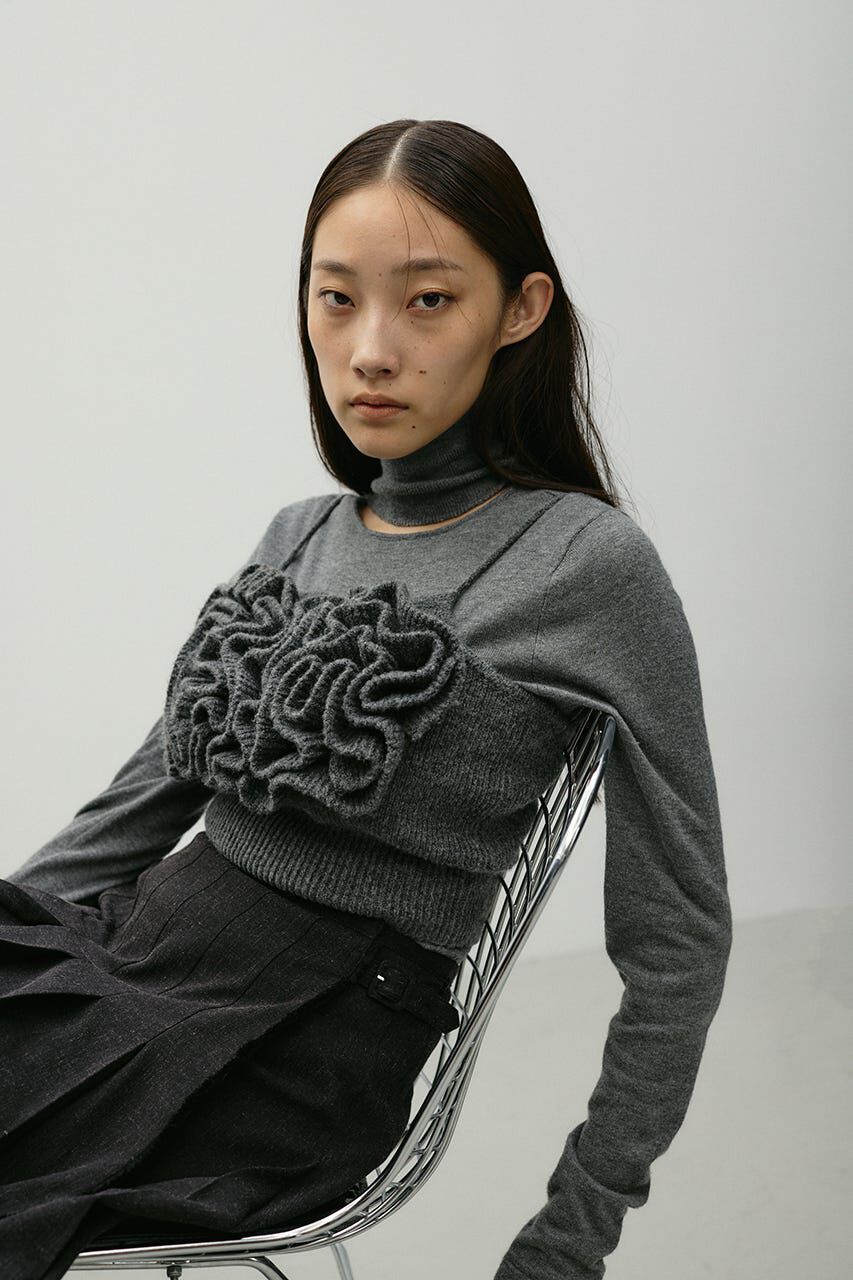 STYLEMIXER「フリルニットビスチェ」|キャミソール|GRY