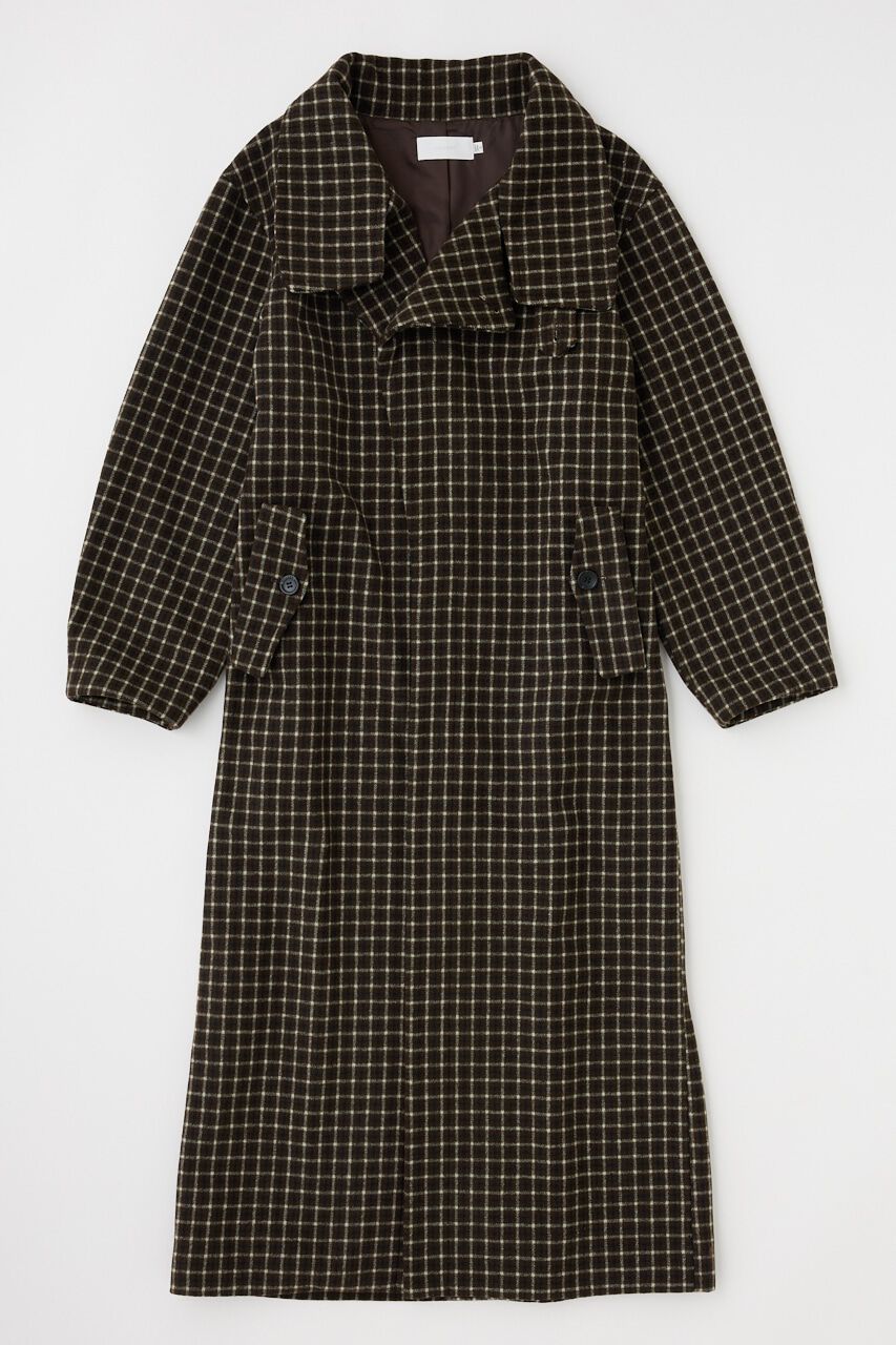 MOUSSY「STANDCOLLAR PLAID コクーンコート」|その他|