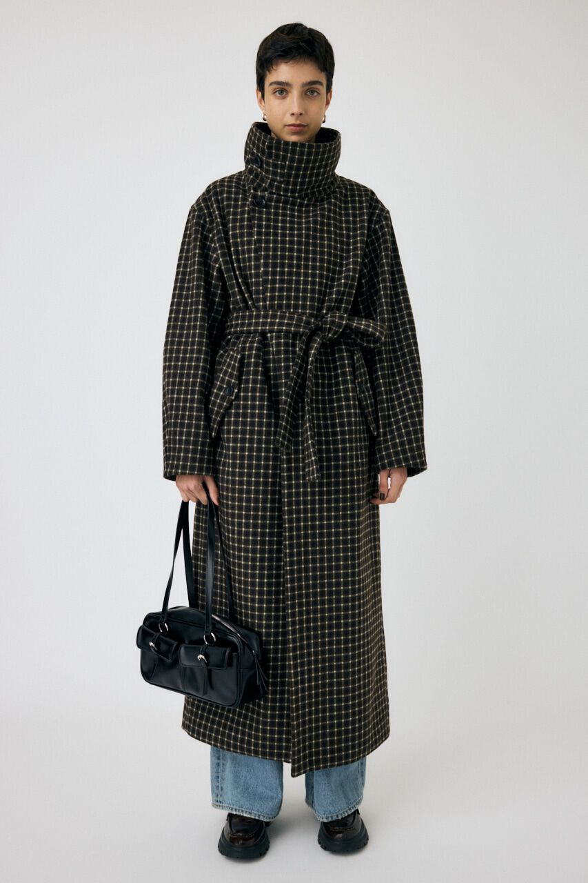MOUSSY「STANDCOLLAR PLAID コクーンコート」|その他|