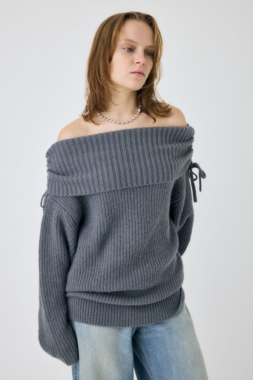 MOUSSY「OFF SHOULDER ルーズプルオーバー」|ニット・セーター|GRY