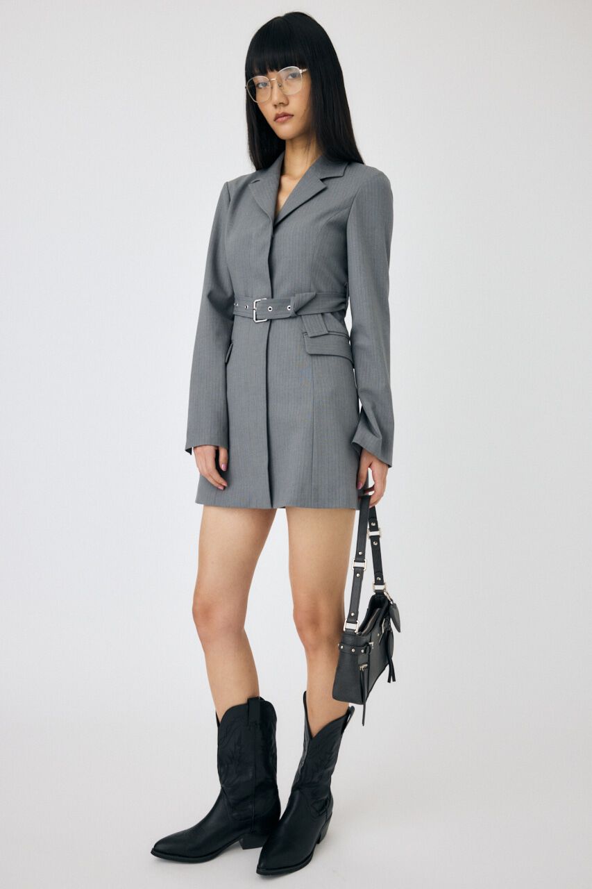 MOUSSY「LONG SLEEVE BLAZER ミニドレス」|ワンピース|柄GRY5