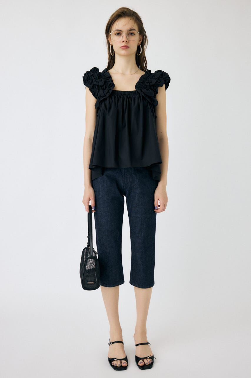 MOUSSY「HEM SLIT カプリ」|デニム|