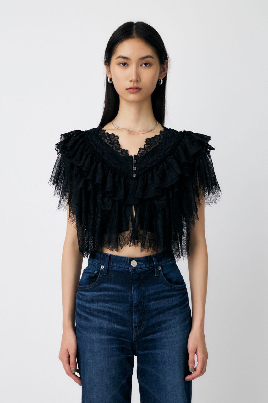 MOUSSY「LACE FRILLS トップス」|シャツ・ブラウス|BLK