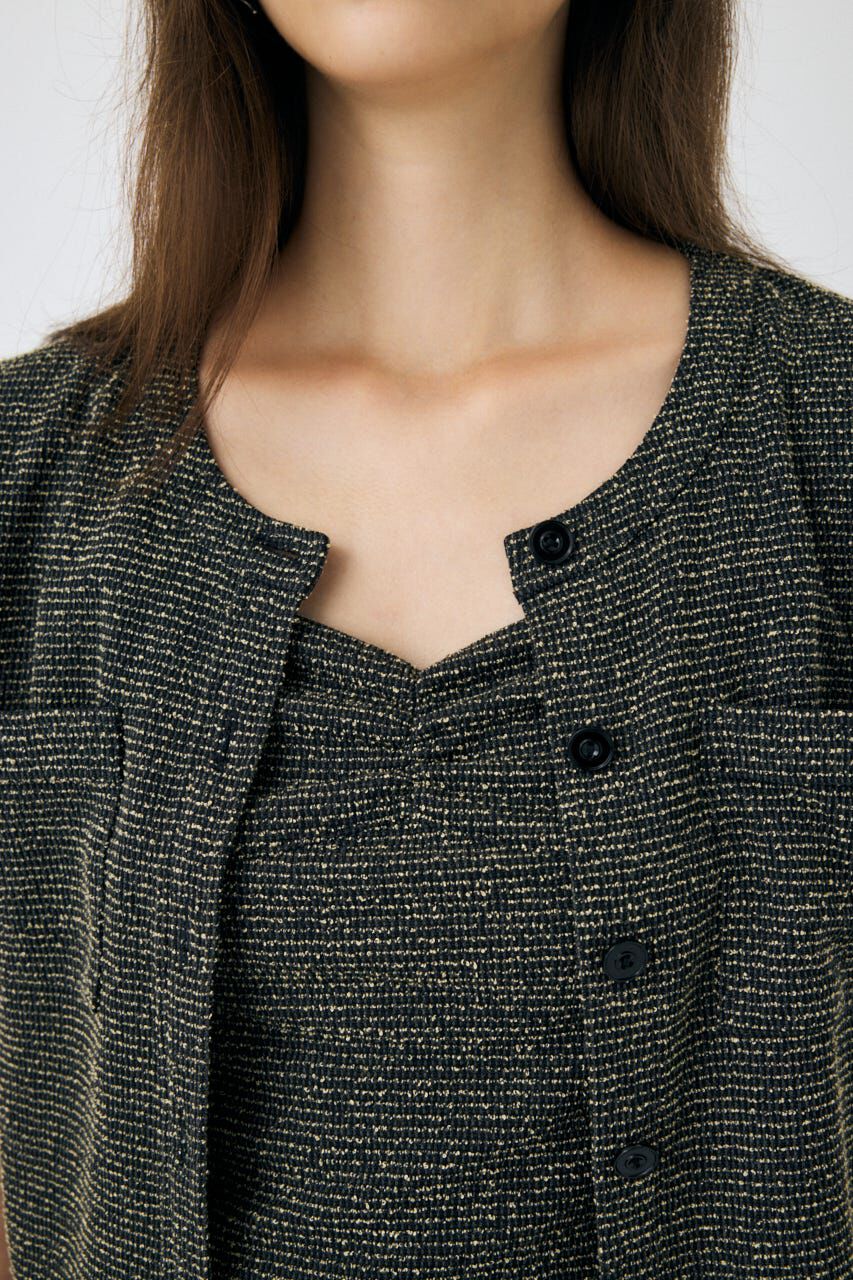 MOUSSY「BOUCLE TWEED ハーフスリーブカーディガン」|その他|