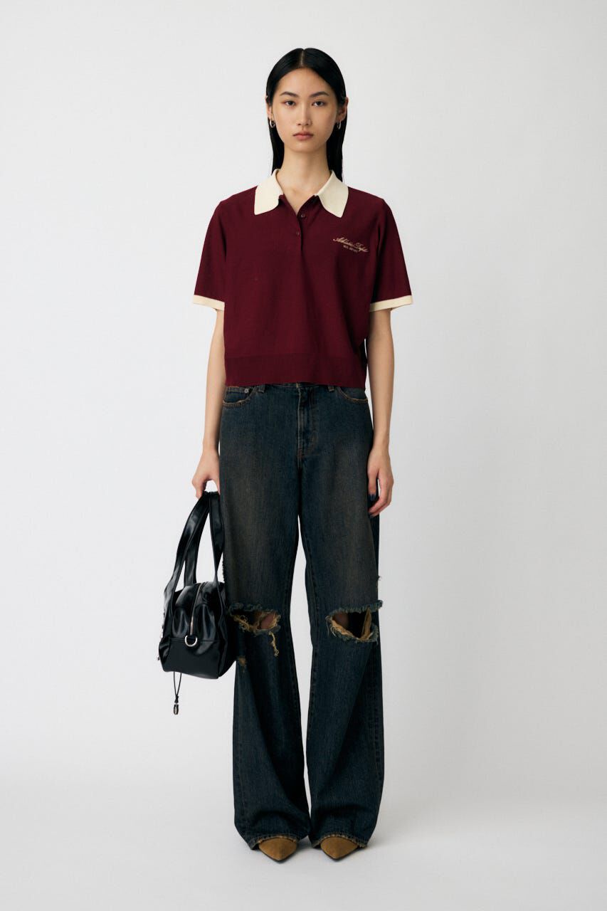 MOUSSY「HALF SLEEVE ニットポロ」|ニット・セーター|