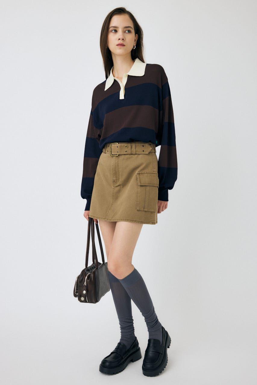 MOUSSY「BORDER KNIT ポロ」|ニット・セーター|