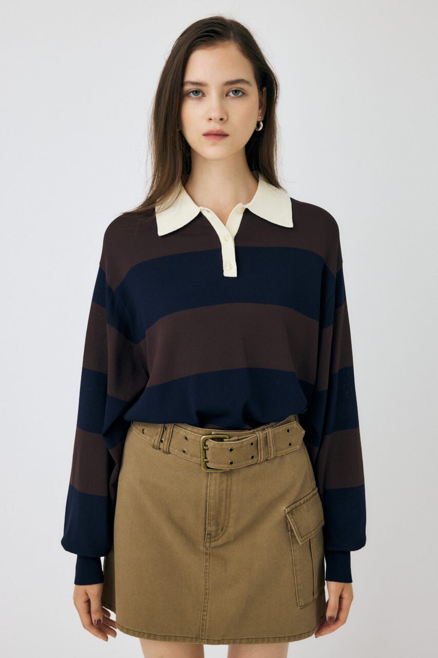 MOUSSY「BORDER KNIT ポロ」|ニット・セーター|