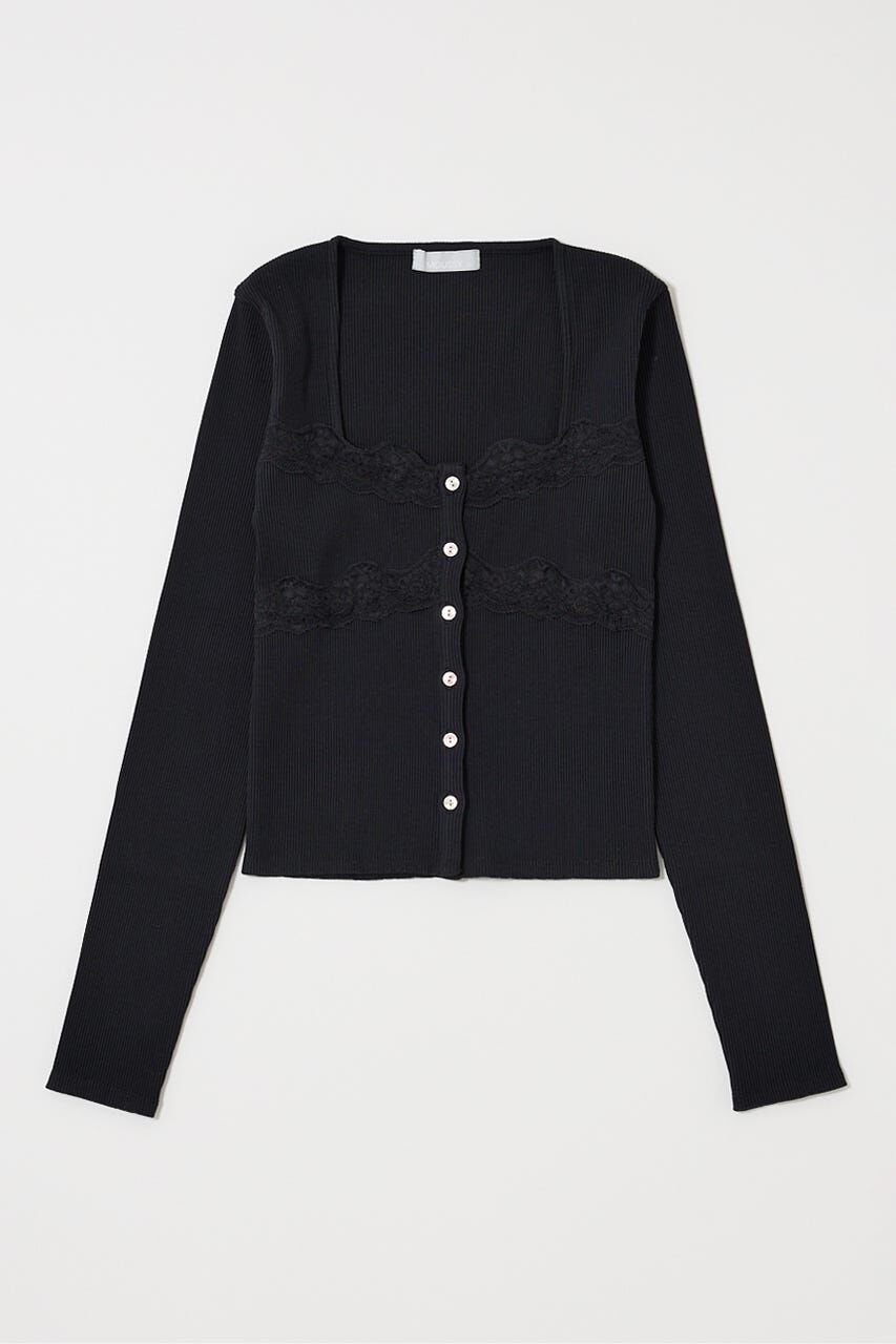 MOUSSY「FRONT BUTTON LACY ロングスリーブトップス」|Tシャツ・カットソー|