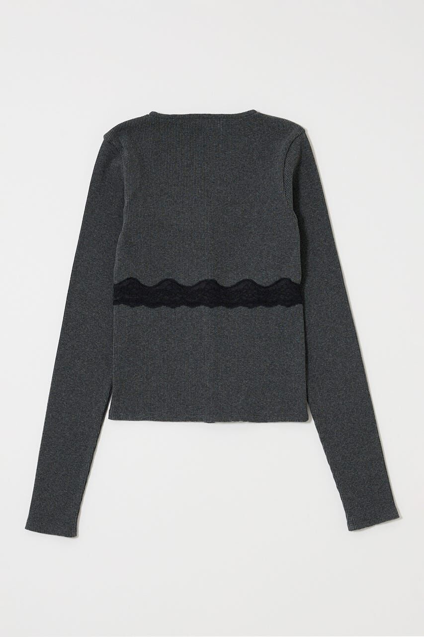 MOUSSY「FRONT BUTTON LACY ロングスリーブトップス」|Tシャツ・カットソー|