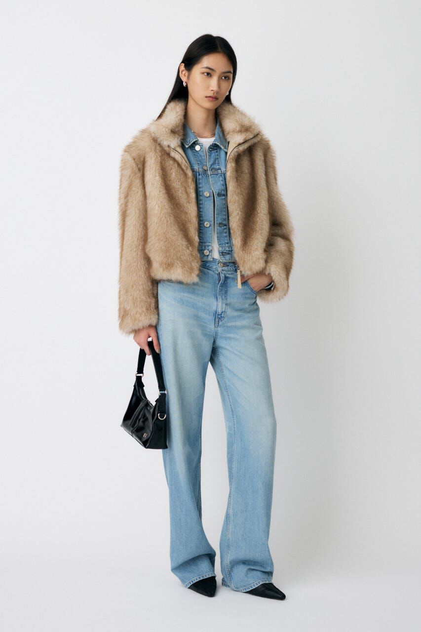 MOUSSY「F/FUR STAND COLLAR ジャケット」|ブルゾン・スタジャン|