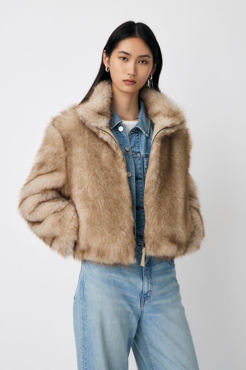 MOUSSY「F/FUR STAND COLLAR ジャケット」|ブルゾン・スタジャン|