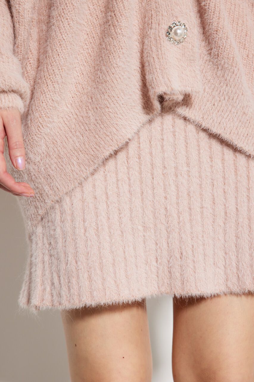 rienda「ビジュー釦カーデミニSET Knit OP」|ワンピース|