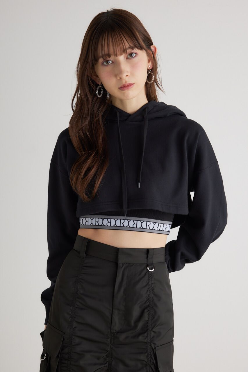 rienda「クロップドフーディースウェットTOP」|Tシャツ・カットソー|BLK