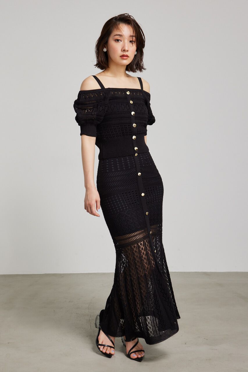 rienda「マルチWAYクロシェSET Knit OP」|ワンピース|BLK