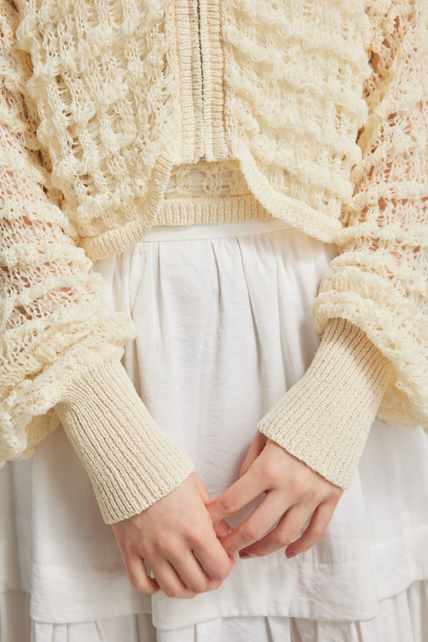 rienda「メッシュフードKnit CD」|カーディガン|