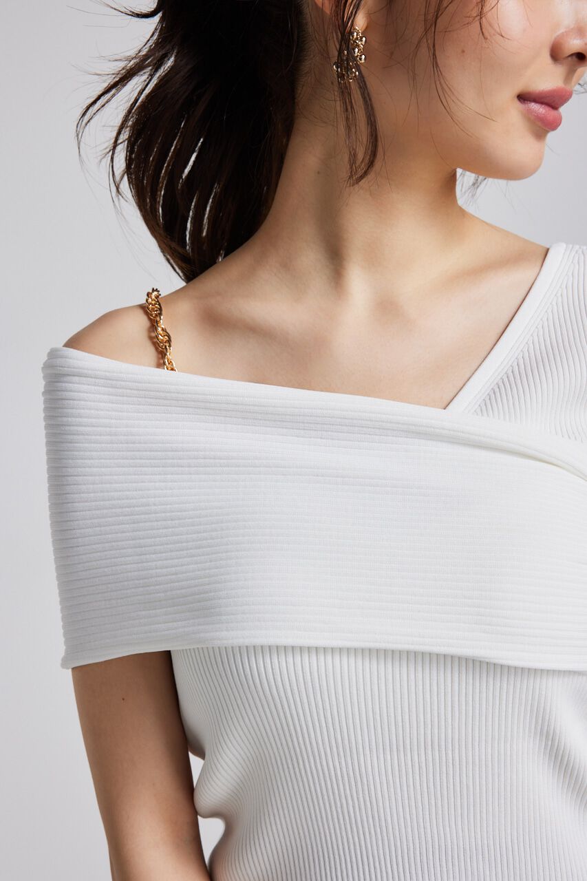 rienda「アシンメトリーショルダーKnit TOP」|ニット・セーター|