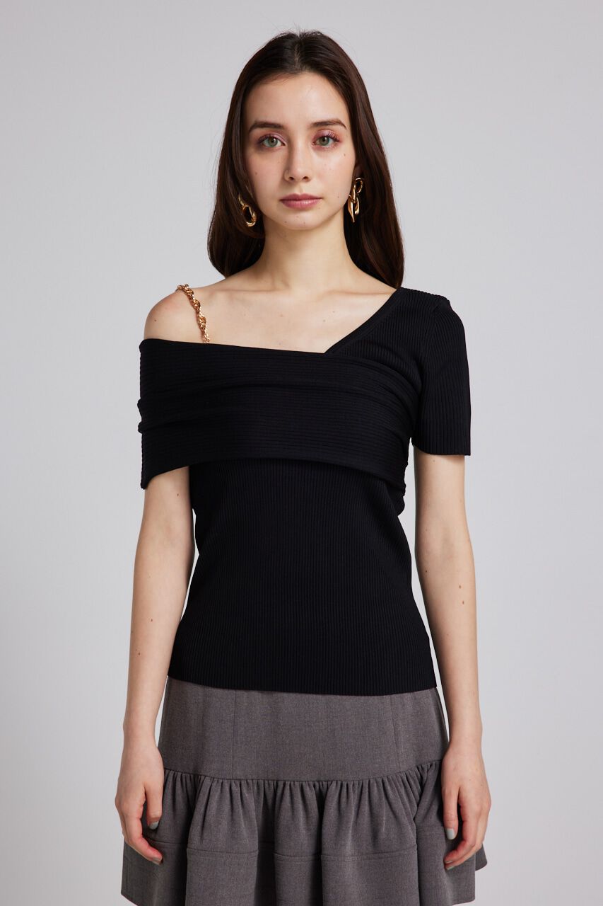 rienda「アシンメトリーショルダーKnit TOP」|ニット・セーター|
