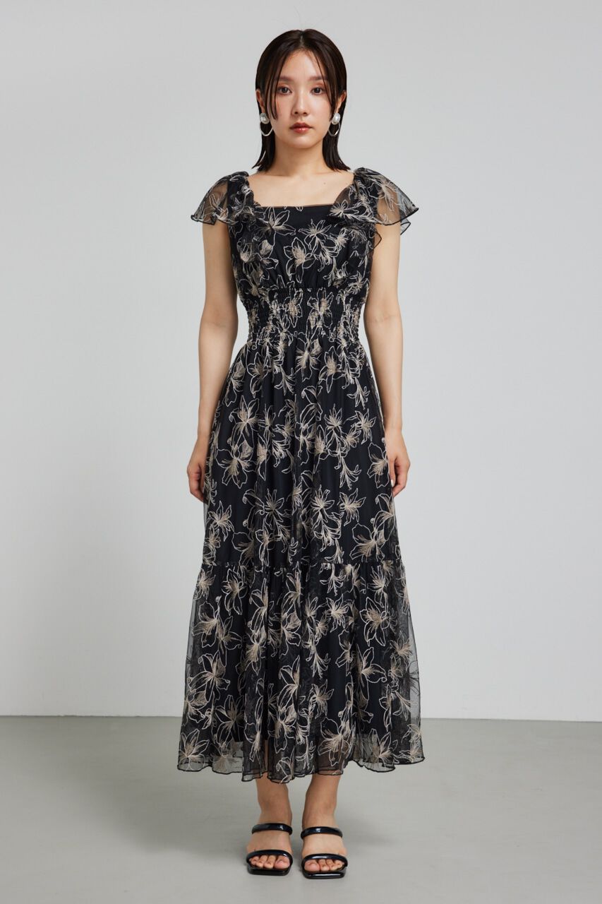 rienda「エンブロイダリーチュールフレアスリーヴワンピース」|ワンピース|