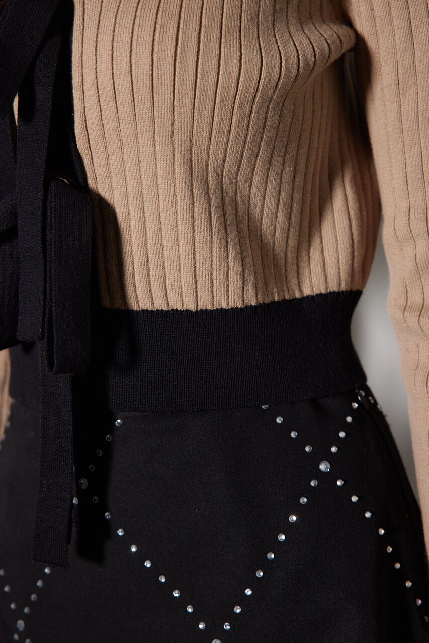 rienda「配色リボンニットカーデ」|ニット・セーター|